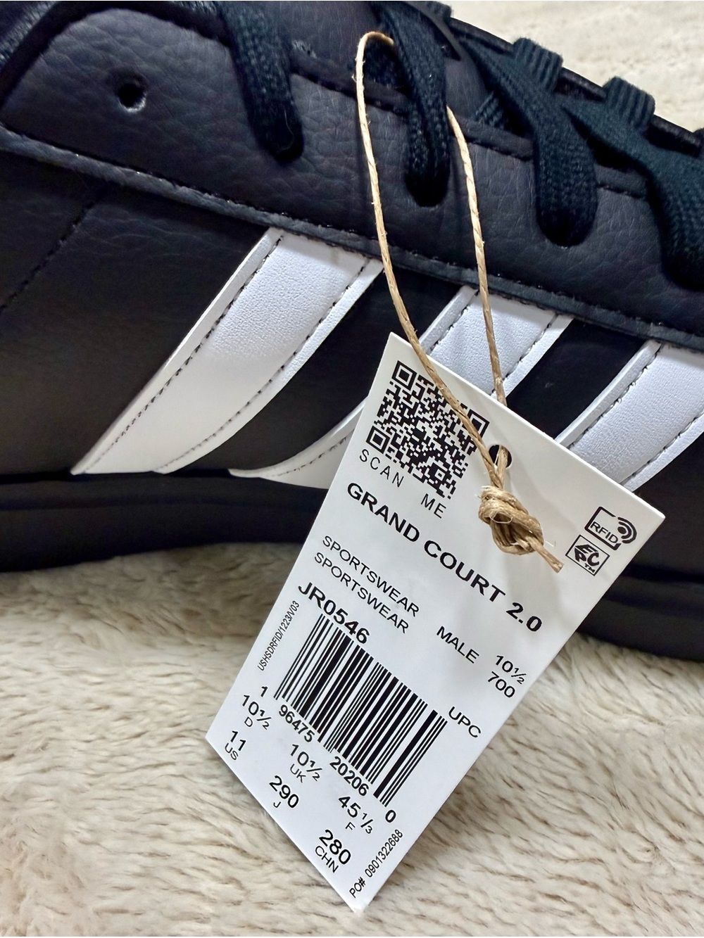 Adidas Black and White Cloudfoam Grand Court 2.0 Men’s Size 11 - Picture 5 of 9